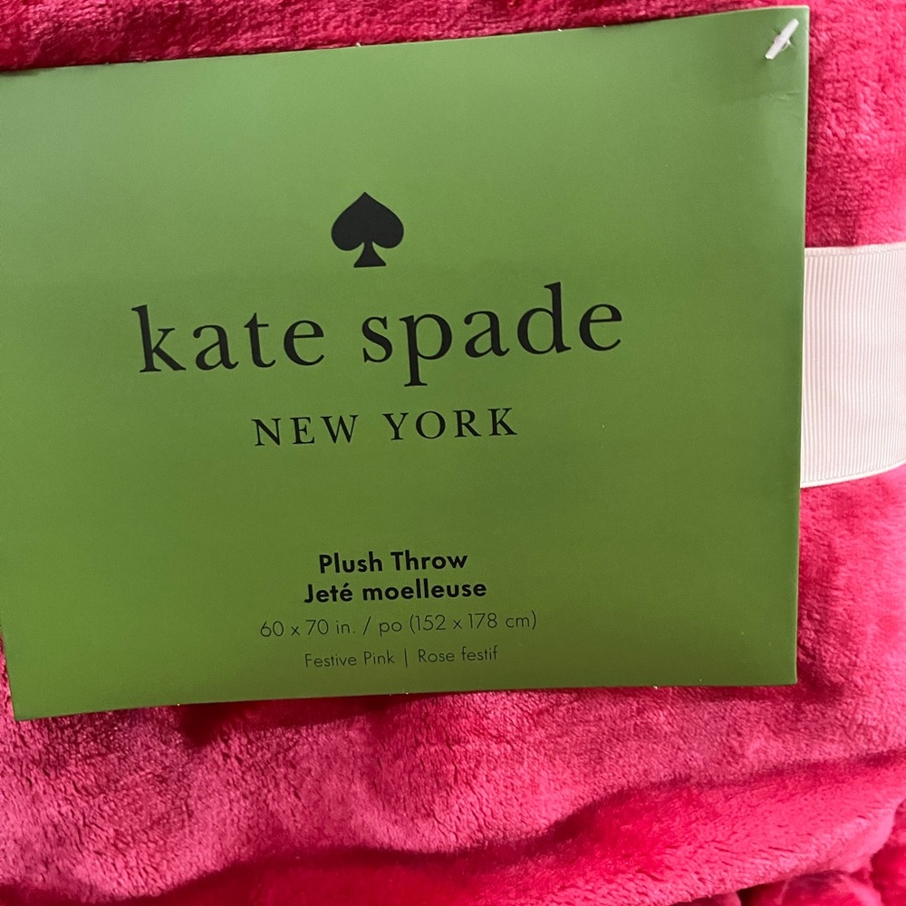 Kate Spade Festive Pink Plush Throw Blanket - Picture 4 of 6